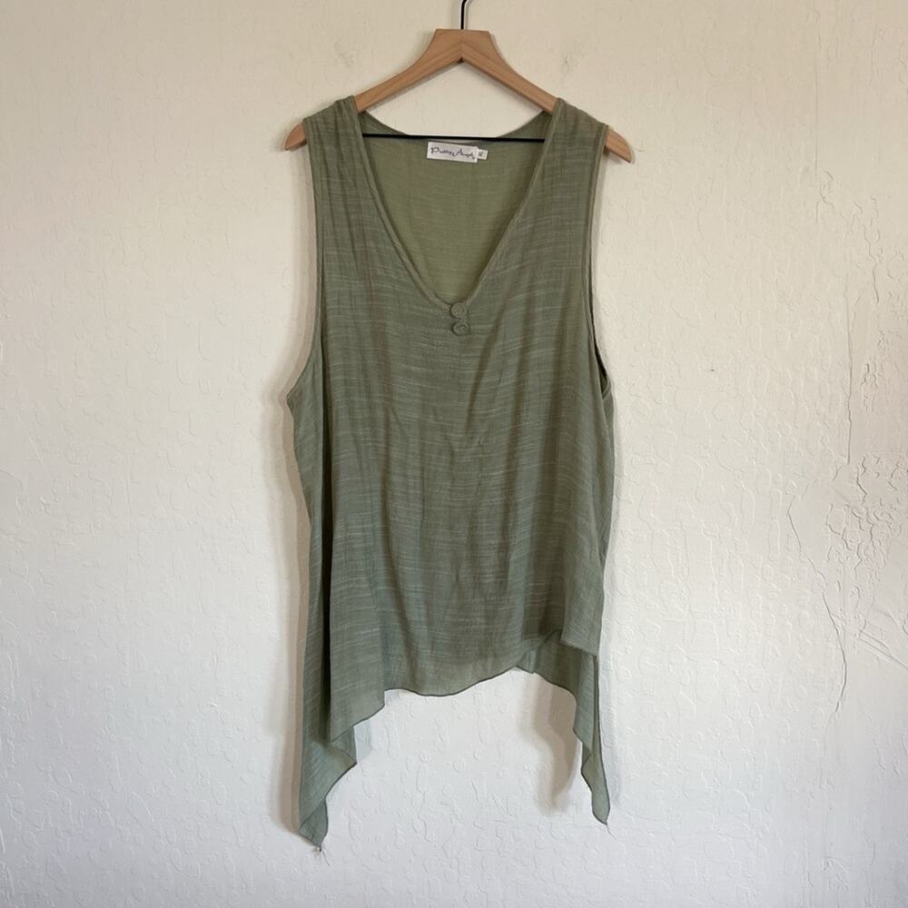 Pretty Angel Olive Green Asymmetric Sleeveless Top